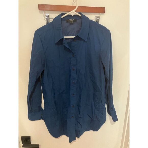 Lafayette 148 Women's Long Sleeved Button Down Dress Shirt, Blue, Small - Picture 1 of 3